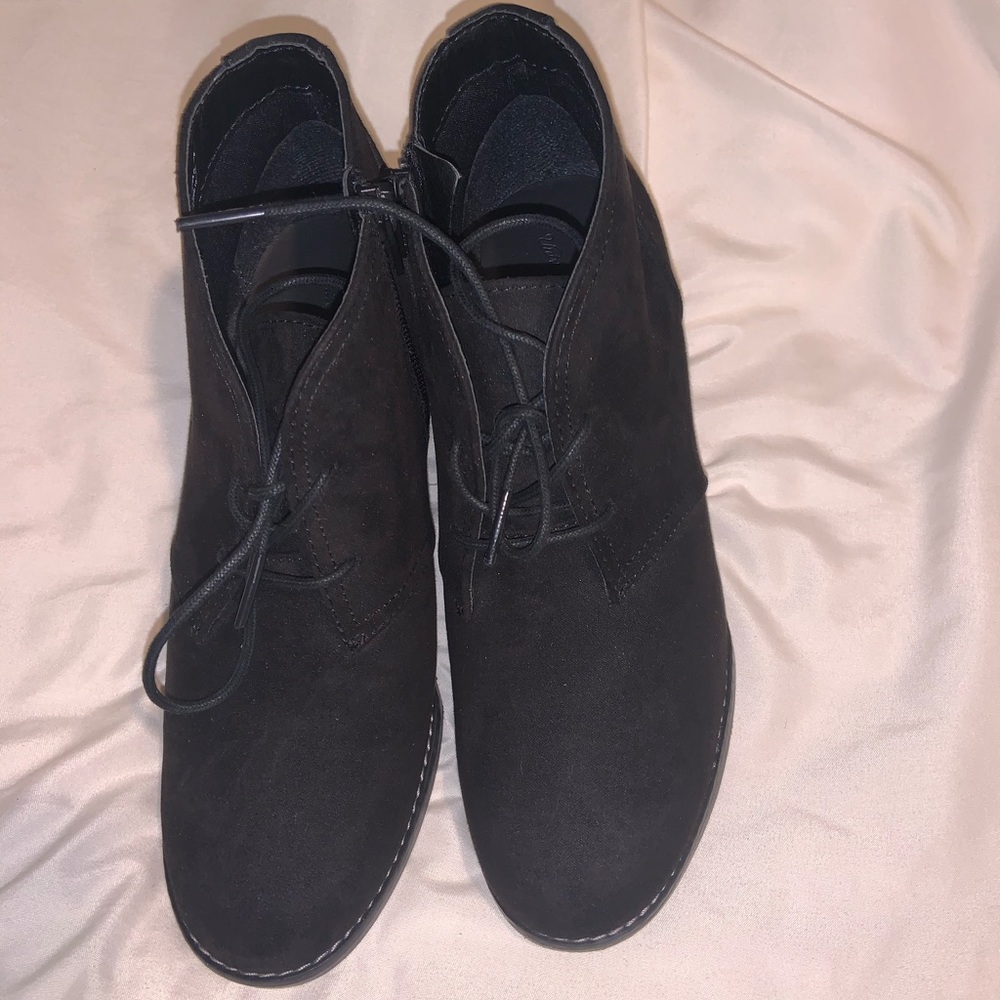 NWOT Black ankle wedge booties by universal thread